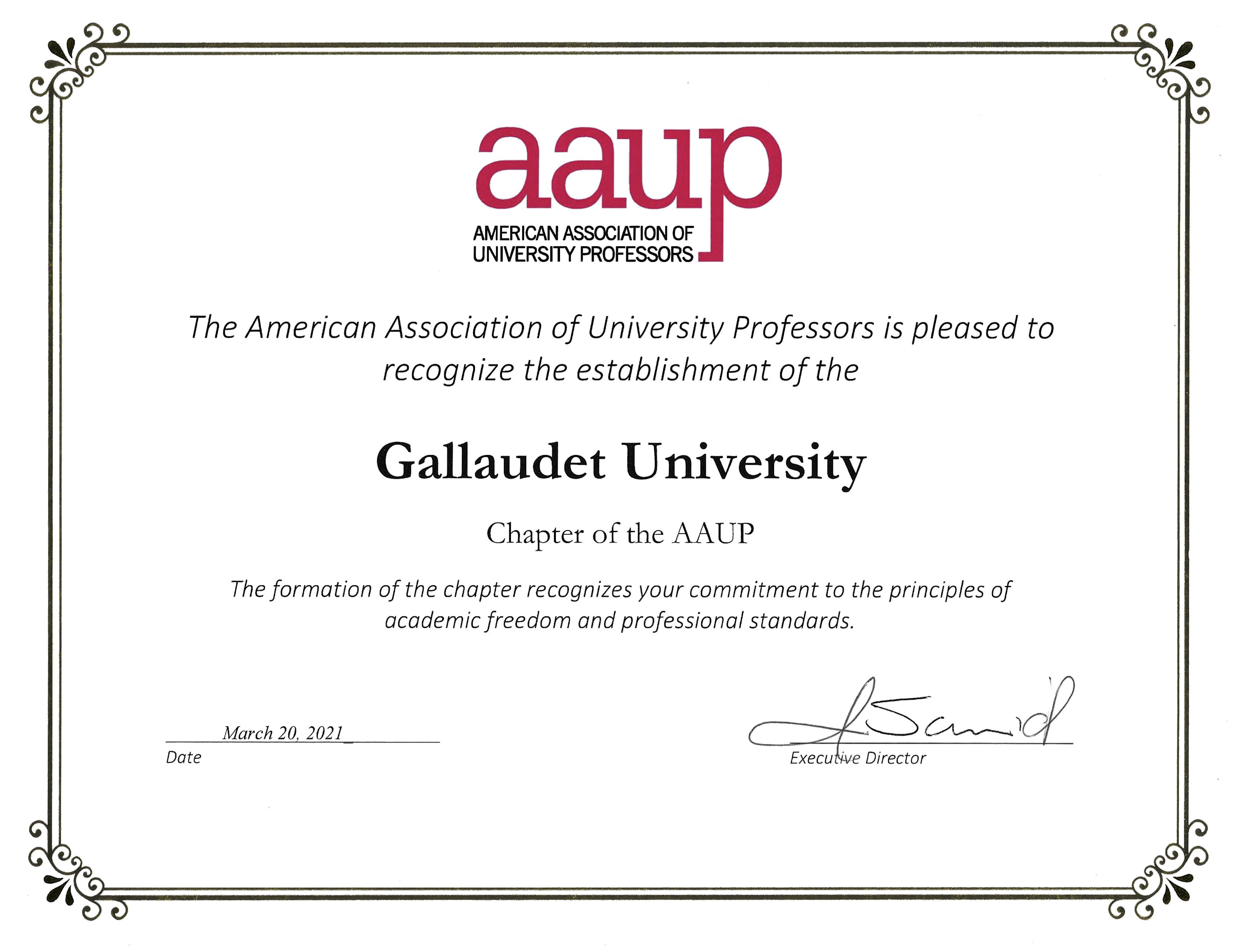 Gallaudet University now has an official AAUP&nbsp;chapter